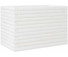 Sodo lovelis, baltas, 70x40x45,5cm, pušies medienos masyvas