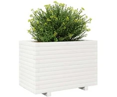 Sodo lovelis, baltas, 70x40x49,5cm, pušies medienos masyvas