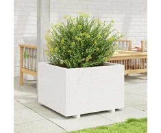 Sodo lovelis, baltas, 70x70x49,5cm, pušies medienos masyvas