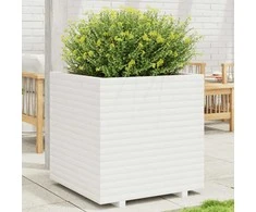 Sodo lovelis, baltas, 70x70x72,5cm, pušies medienos masyvas