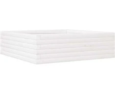 Sodo lovelis, baltas, 80x80x23cm, pušies medienos masyvas