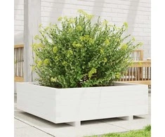 Sodo lovelis, baltas, 80x80x26,5cm, pušies medienos masyvas
