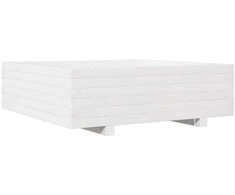Sodo lovelis, baltas, 80x80x26,5cm, pušies medienos masyvas