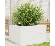 Sodo lovelis, baltas, 80x80x45,5cm, pušies medienos masyvas