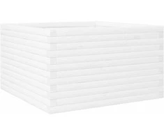 Sodo lovelis, baltas, 80x80x46cm, pušies medienos masyvas