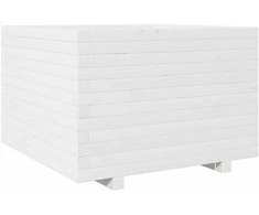 Sodo lovelis, baltas, 80x80x49,5cm, pušies medienos masyvas