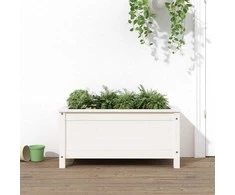 Sodo lovelis, baltas, 82,5x40x39cm, pušies medienos masyvas