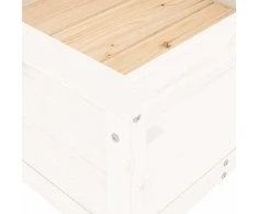 Sodo lovelis, baltas, 82,5x82,5x39cm, pušies medienos masyvas