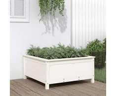 Sodo lovelis, baltas, 82,5x82,5x39cm, pušies medienos masyvas