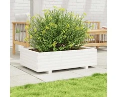 Sodo lovelis, baltas, 90x60x26,5cm, pušies medienos masyvas