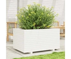 Sodo lovelis, baltas, 90x60x49,5cm, pušies medienos masyvas