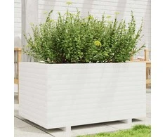 Sodo lovelis, baltas, 90x60x49,5cm, pušies medienos masyvas