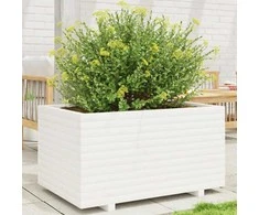 Sodo lovelis, baltas, 90x60x49,5cm, pušies medienos masyvas