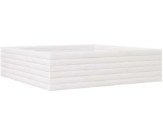 Sodo lovelis, baltas, 90x90x23cm, pušies medienos masyvas