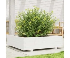 Sodo lovelis, baltas, 90x90x26,5cm, pušies medienos masyvas