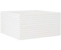 Sodo lovelis, baltas, 90x90x46cm, pušies medienos masyvas