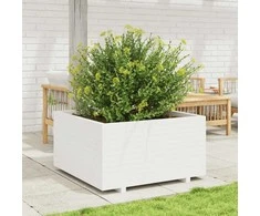 Sodo lovelis, baltas, 90x90x49,5cm, pušies medienos masyvas