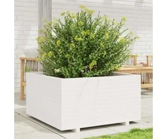 Sodo lovelis, baltas, 90x90x49,5cm, pušies medienos masyvas