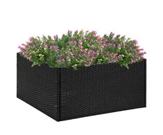 Sodo lovelis, juodos spalvos, 80x80x40cm, poliratanas