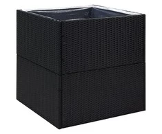 Sodo lovelis, juodos spalvos, 80x80x80cm, poliratanas