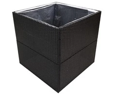 Sodo lovelis, juodos spalvos, 80x80x80cm, poliratanas