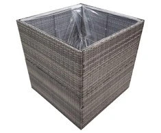 Sodo lovelis, pilkos spalvos, 80x80x80cm, poliratanas