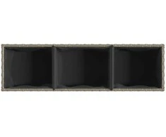 Sodo lovelis su 3 vazonais, pilkas, 105x30x32cm, poliratanas