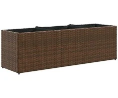 Sodo lovelis su 3 vazonais, rudas, 105x30x32cm, poliratanas