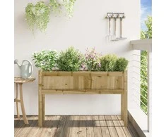 Sodo lovelis su kojelėmis, 110x31x70cm, impregnuota pušis