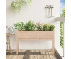 Sodo lovelis su kojelėmis, 110x31x70cm, pušies medienos masyvas