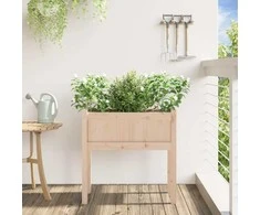 Sodo lovelis su kojelėmis, 70x31x70cm, pušies medienos masyvas