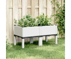 Sodo lovelis su kojomis, baltos spalvos, 80x40x42cm, PP