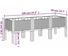 Sodo lovelis su kojomis, juodos spalvos, 120x40x42cm, PP