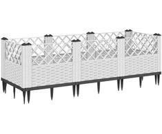 Sodo lovelis su kuoliukais, baltas, 123,5x43,5x43,5cm, PP