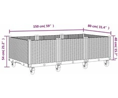 Sodo lovelis su ratukais, pilkos spalvos, 150x80x54cm, PP