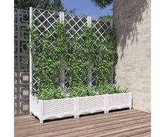 Sodo lovelis su treliažu, baltos spalvos, 120x40x121,5cm, PP