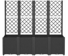 Sodo lovelis su treliažu, juodos spalvos, 160x40x140cm, PP