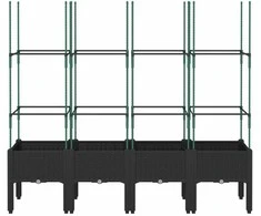 Sodo lovelis su treliažu, juodos spalvos, 160x40x142,5cm, PP
