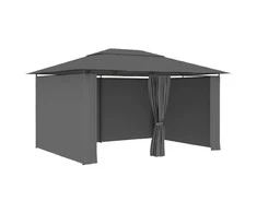 Sodo palapinė su užuolaidomis, antracito spalvos, 4x3m