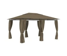 Sodo palapinė su užuolaidomis, taupe spalvos, 4x3m, 180g/m²