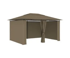 Sodo palapinė su užuolaidomis, taupe spalvos, 4x3m, 180g/m²