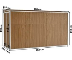 Sodo pašiūrė, ruda, 118x288x178cm, galvanizuotas plienas