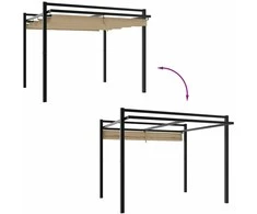 Sodo pavėsinė su ištraukiamu stogu, taupe, 3x3m, aliuminis