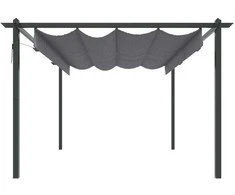 Sodo pavėsinė su įtraukiamu stogu, antracito spalvos, 4x3m