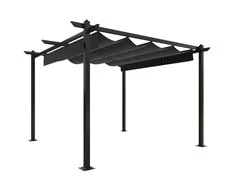 Sodo pavėsinė su įtraukiamu stogu, antracito spalvos, 3x3m