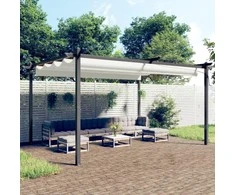 Sodo pavėsinė su įtraukiamu stogu, kreminės spalvos, 4x3m