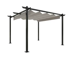 Sodo pavėsinė su įtraukiamu stogu, kreminės spalvos, 3x3m