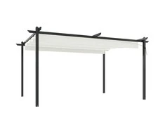 Sodo pavėsinė su įtraukiamu stogu, kreminės spalvos, 4x3m