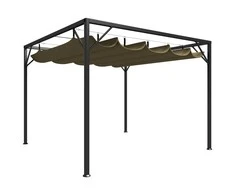 Sodo pavėsinė su įtraukiamu stogu, taupe spalvos, 3x3m, 180g/m²