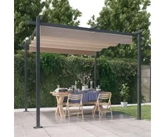 Sodo pavėsinė su įtraukiamu stogu, taupe spalvos, 3x3m